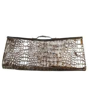 ZECA Italy design metallic-look snakeskin narrow evening bag clutch purse EUC